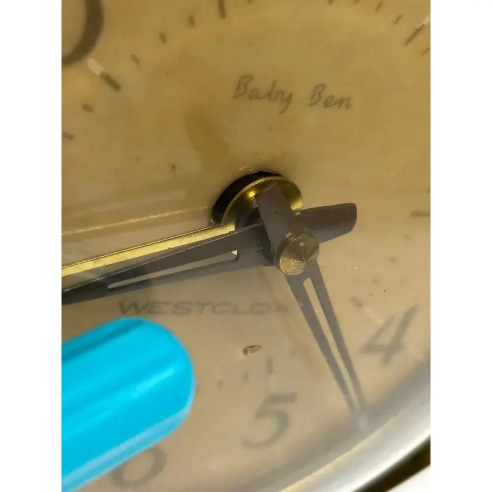 Vintage Westclox Baby Ben Alarm Clock Round Brass Trim 1960s Retro RUNS
